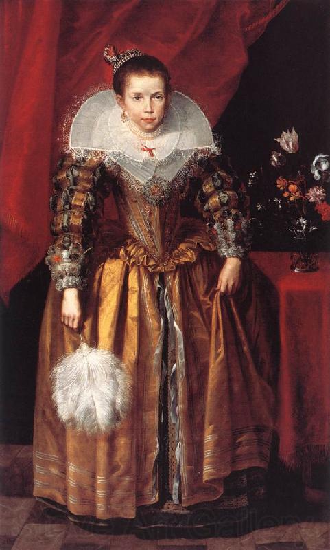 VOS, Cornelis de Portrait of a Girl at the Age of 10 sdg Spain oil painting art
